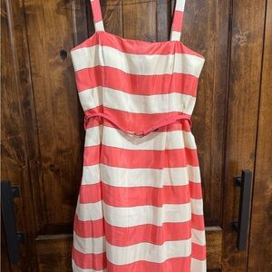 Jessica Howard Coral and White Striped Sundress with Belt
